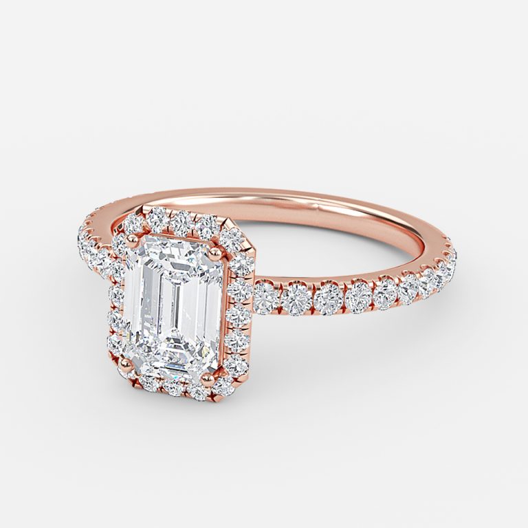 Killian Emerald Halo Engagement Ring 14K / 18K Solid Gold