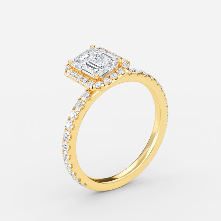 Killian Emerald Halo Engagement Ring 14K / 18K Solid Gold