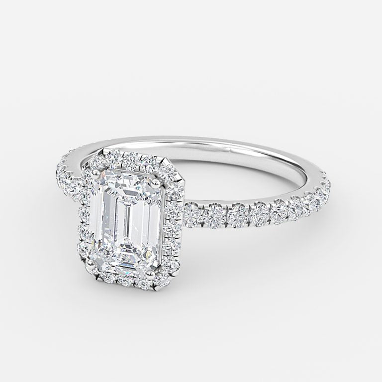 Killian Emerald Halo Engagement Ring 14K / 18K Solid Gold