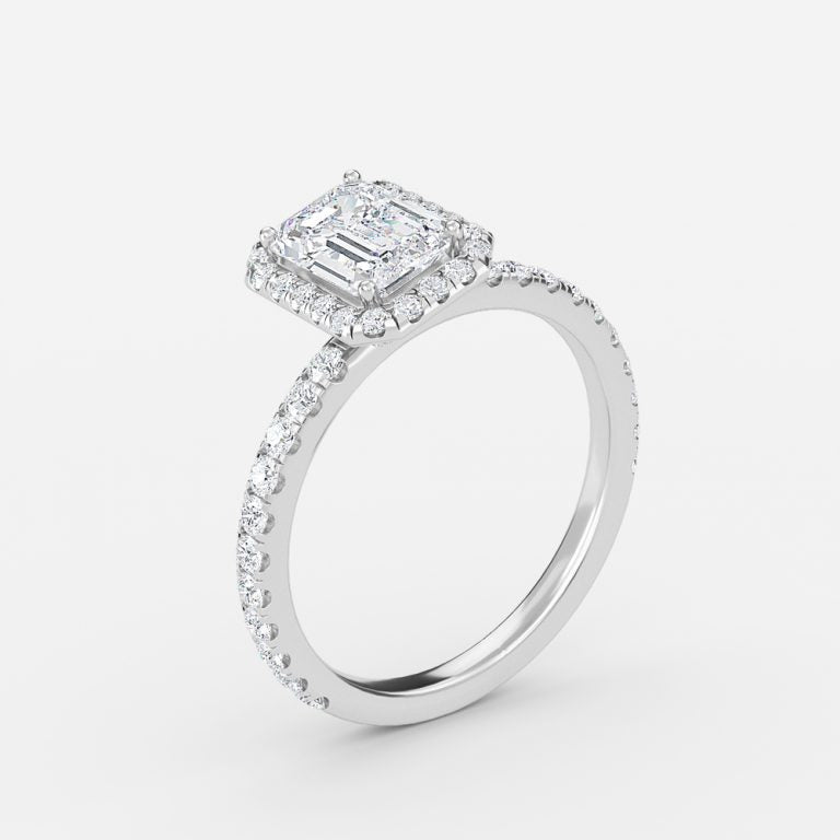 Killian Emerald Halo Engagement Ring 14K / 18K Solid Gold