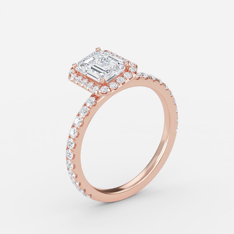 Killian Emerald Halo Engagement Ring 14K / 18K Solid Gold