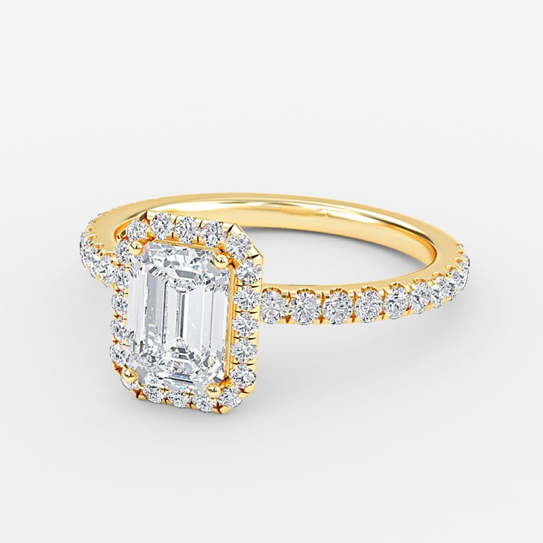 Killian Emerald Halo Engagement Ring 14K / 18K Solid Gold