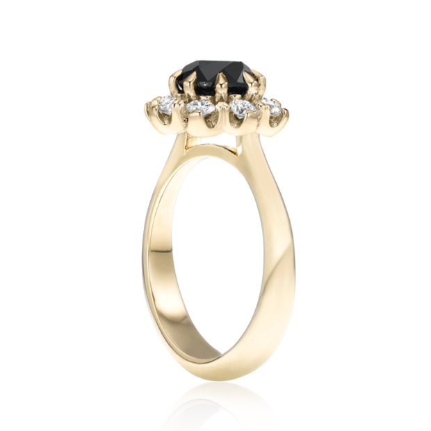 The Bloom Black and White Diamond Engagement Ring Gift For Her - Blackdiamond