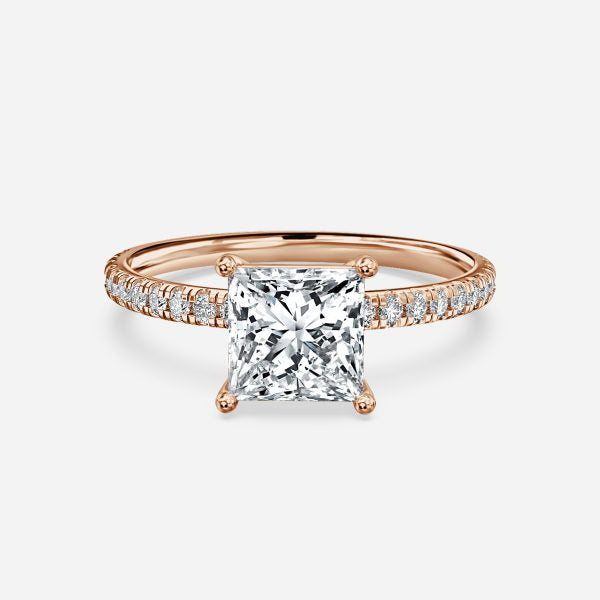Lux Princess Diamond Band Engagement Ring 14K / 18K Solid Gold