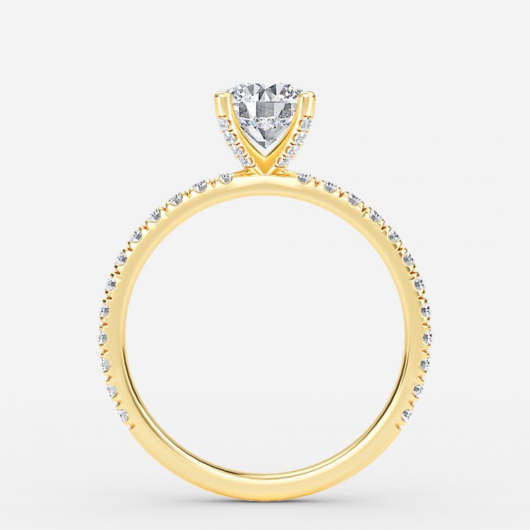 Jose Round Unique Diamond Engagement Ring 14K / 18K Solid Gold