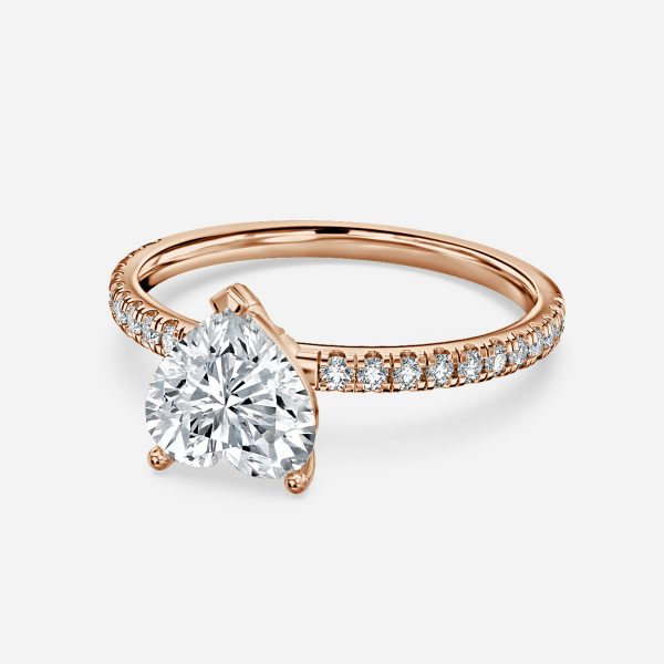 Lux Heart Diamond Band Engagement Ring 14K / 18K Solid Gold
