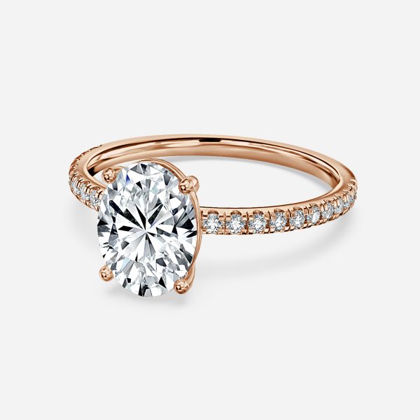 Lux Oval Diamond Band Engagement Ring 14K / 18K Solid Gold