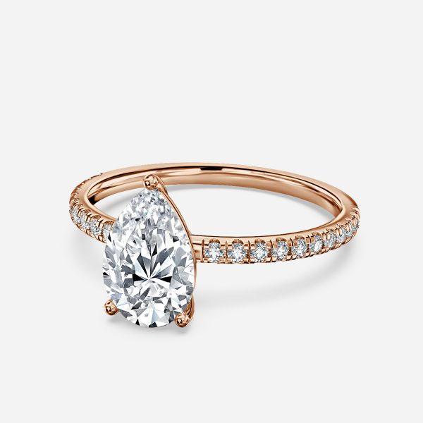 Lux Pear Diamond Band Engagement Ring 14K / 18K Solid Gold