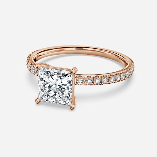 Lux Princess Diamond Band Engagement Ring 14K / 18K Solid Gold