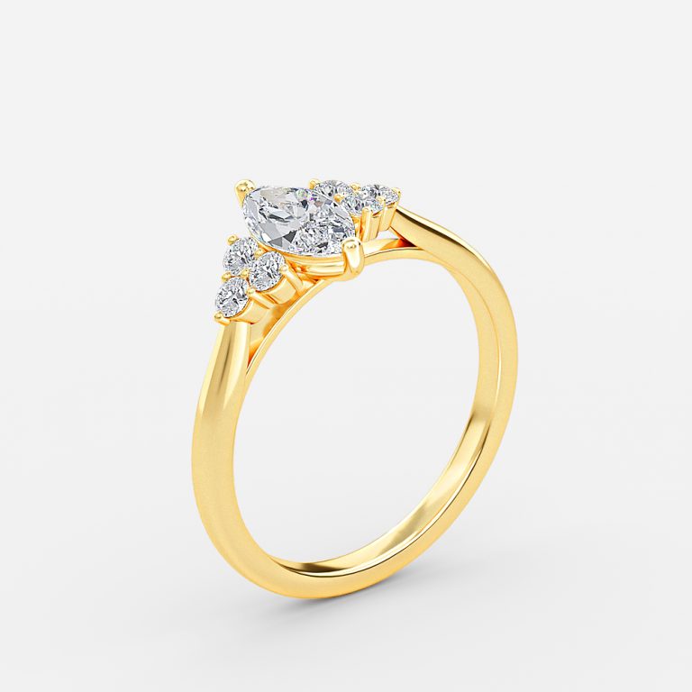 Nika Marquise Cluster Engagement Ring 14K / 18K Solid Gold