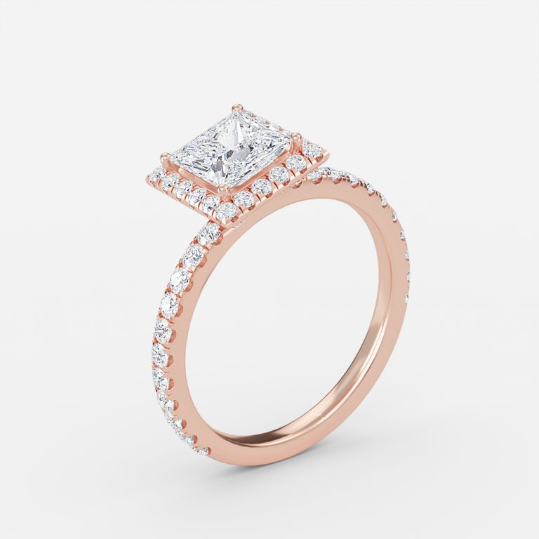 Killian Princess Halo Engagement Ring 14K / 18K Solid Gold