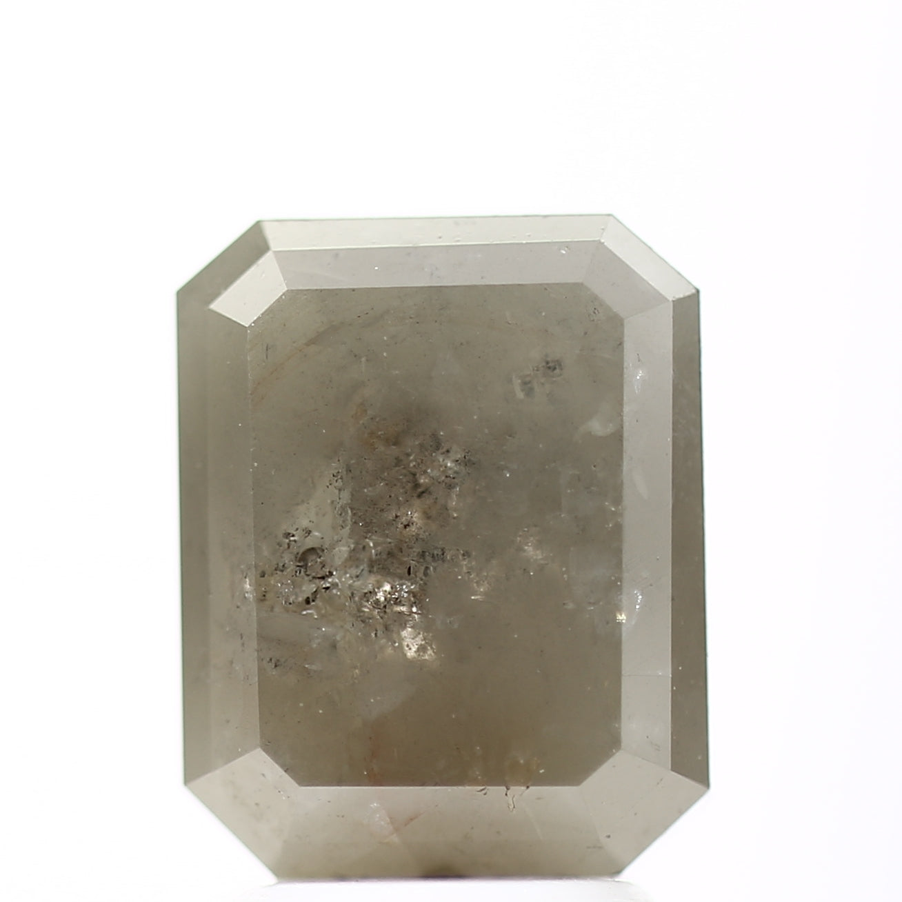 3.81 Carat 9.21 MM Natural Rustic Gray Emerald Loose Diamond - Blackdiamond