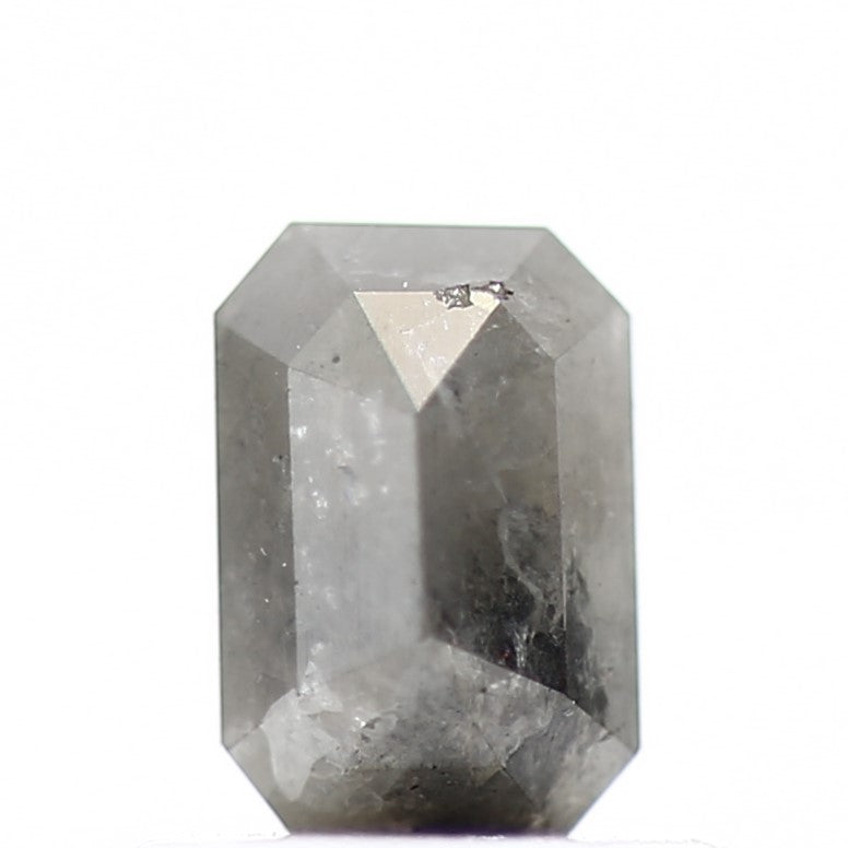 0.63 Carat 3.7 MM Natural Rustic Gray Emerald Shape Loose Diamond - Blackdiamond