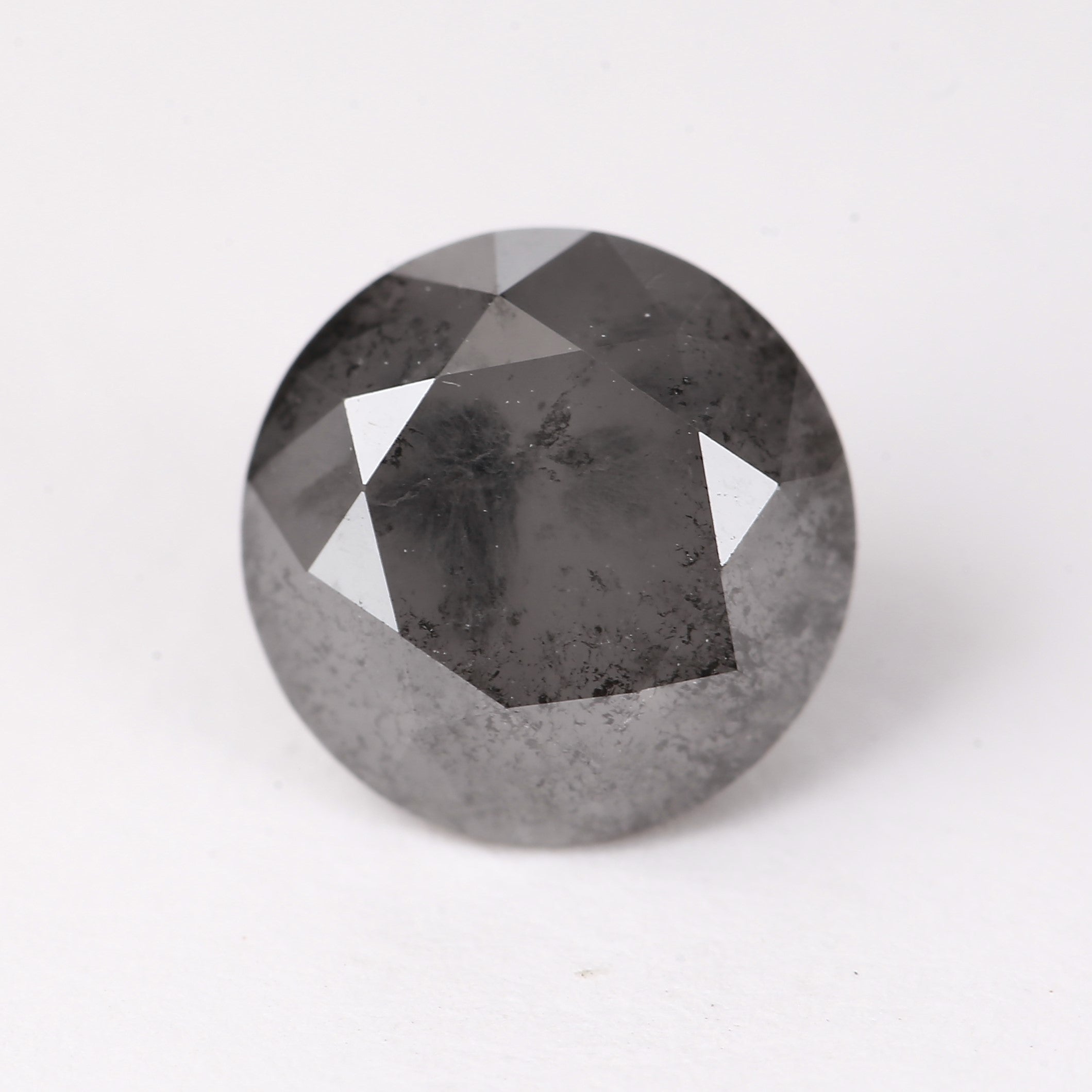 1.95 Carat Fancy Gray Round Salt and Pepper Diamond 7.4 MM Natural Speckled Design