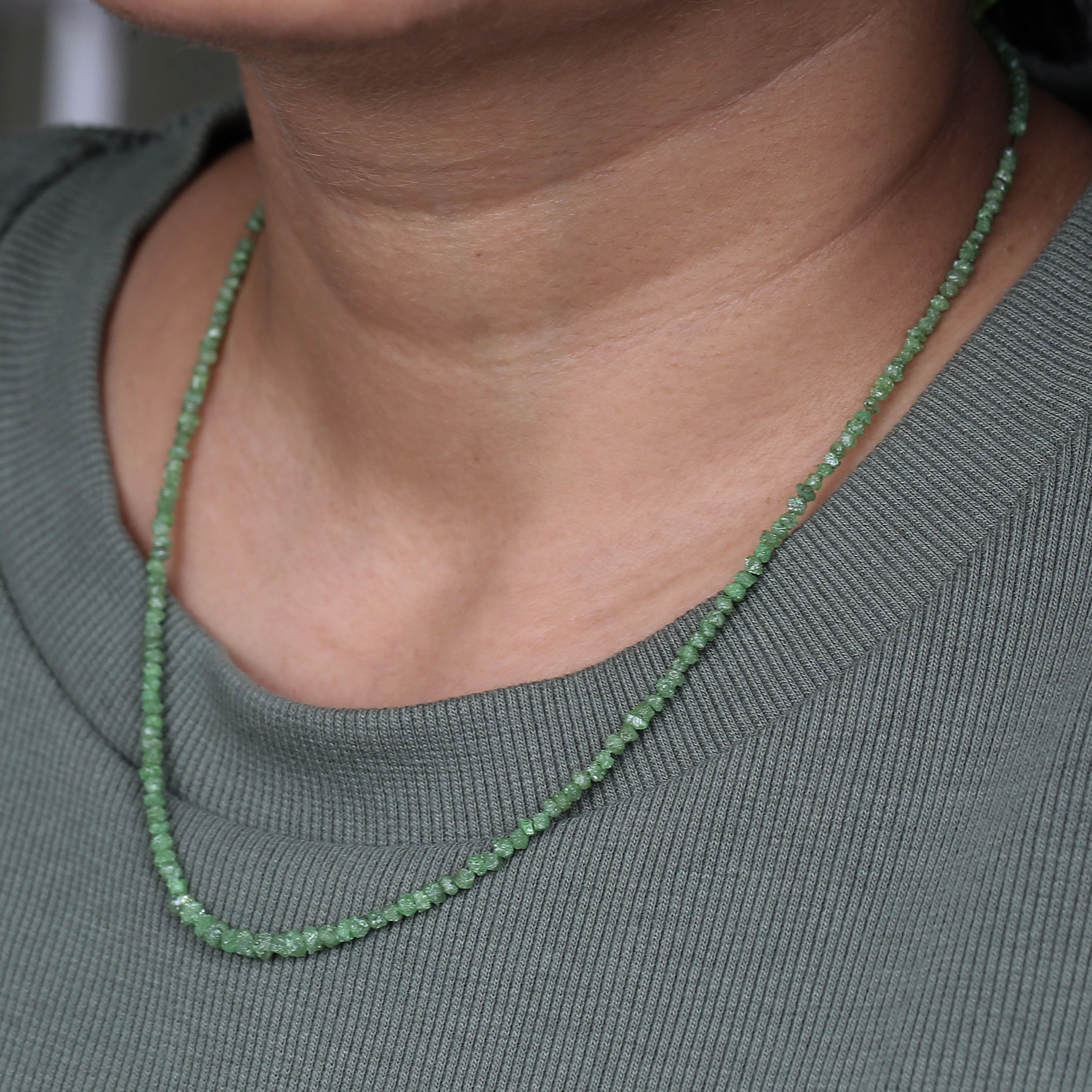 Rough green diamond beaded strand for boho jewelry design