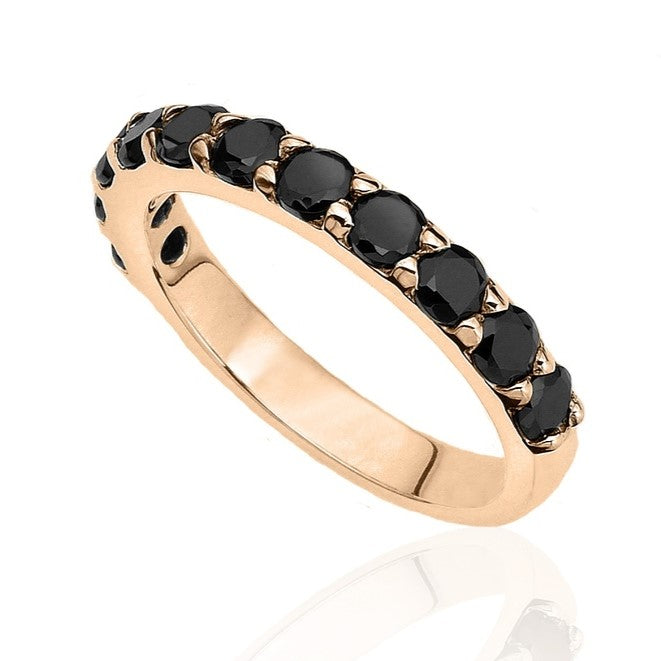 Half Eternity Black Diamond Band 14K Rose Gold - Blackdiamond