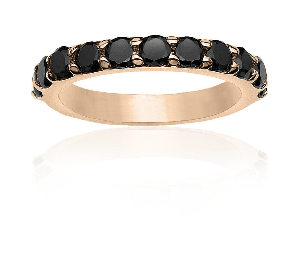 Half Eternity Black Diamond Band 14K Rose Gold - Blackdiamond