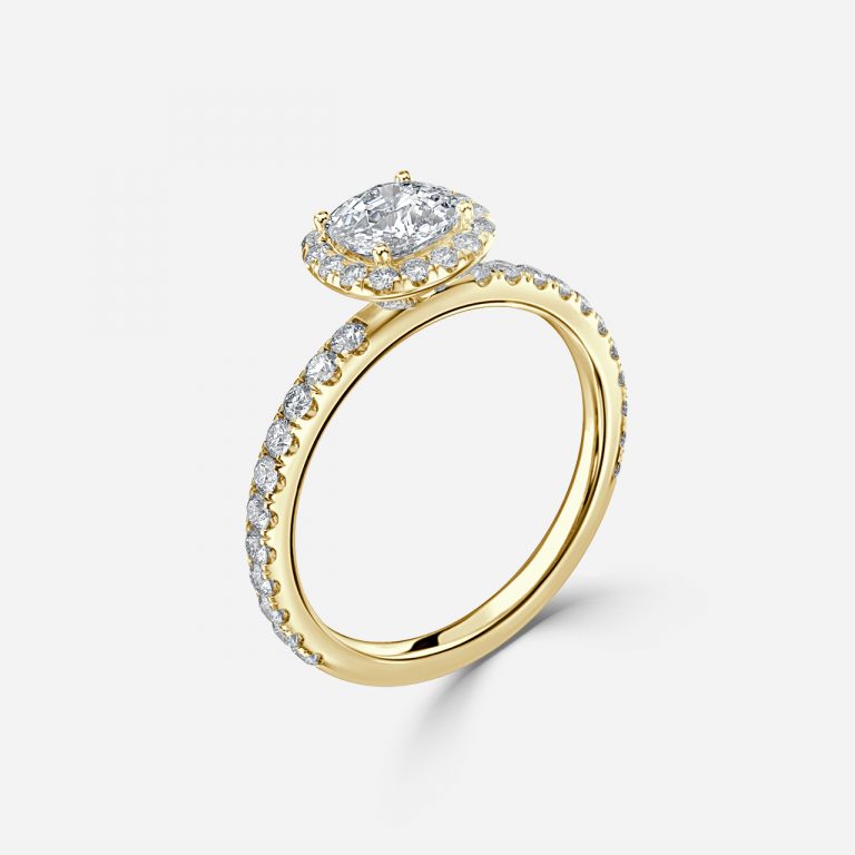 Killian Cushion Halo Engagement Ring 14K / 18K Solid Gold