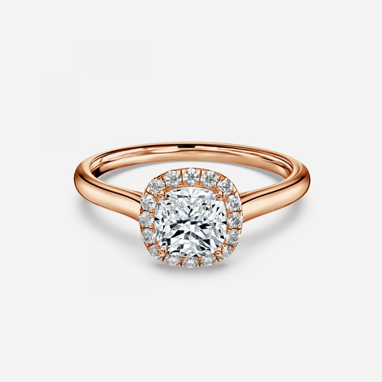 Kevi Cushion Halo Engagement Ring 14K / 18K Solid Gold