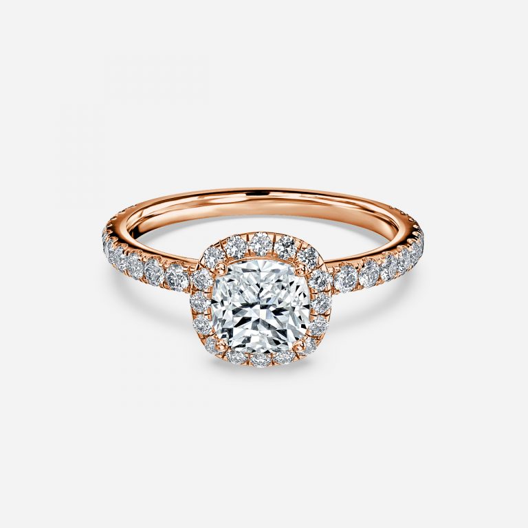 Killian Cushion Halo Engagement Ring 14K / 18K Solid Gold