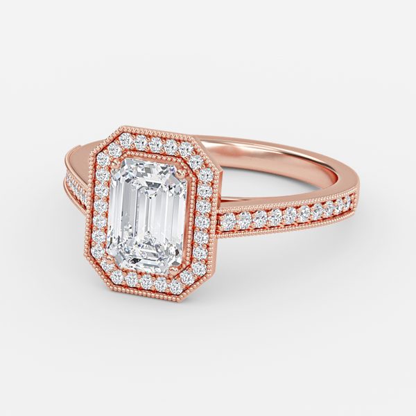 Flswin Emerald Halo Engagement Ring 14K / 18K Solid Gold