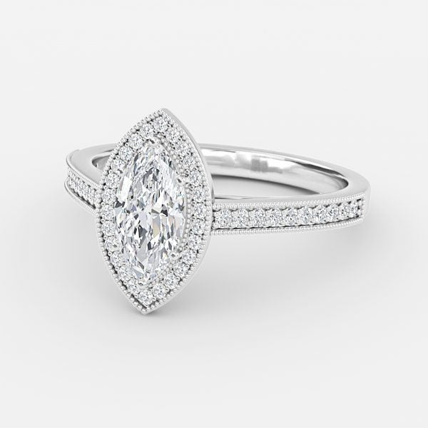 Flswin Marquise Halo Engagement Ring 14K / 18K Solid Gold