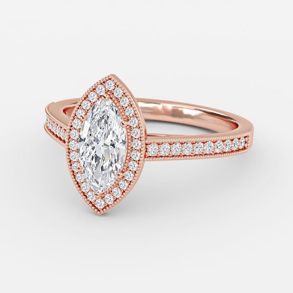 Flswin Marquise Halo Engagement Ring 14K / 18K Solid Gold