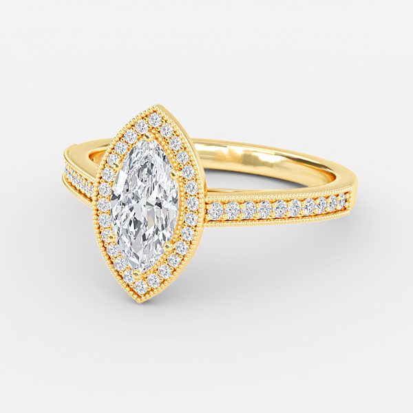 Flswin Marquise Halo Engagement Ring 14K / 18K Solid Gold