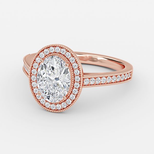 Flswin Oval Halo Engagement Ring 14K / 18K Solid Gold