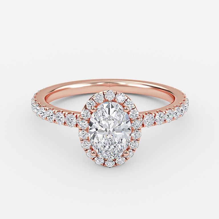 Killian Oval Halo Engagement Ring 14K / 18K Solid Gold