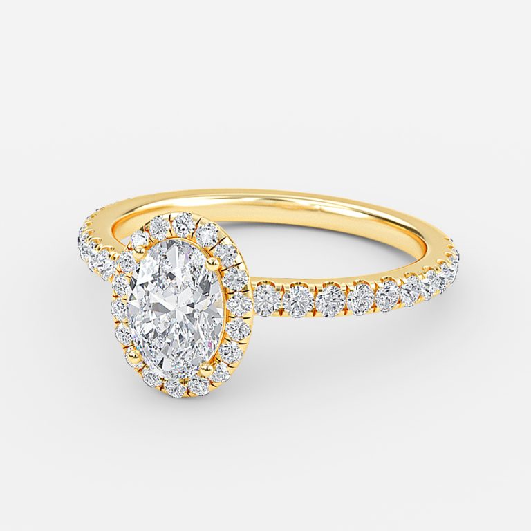 Killian Oval Halo Engagement Ring 14K / 18K Solid Gold