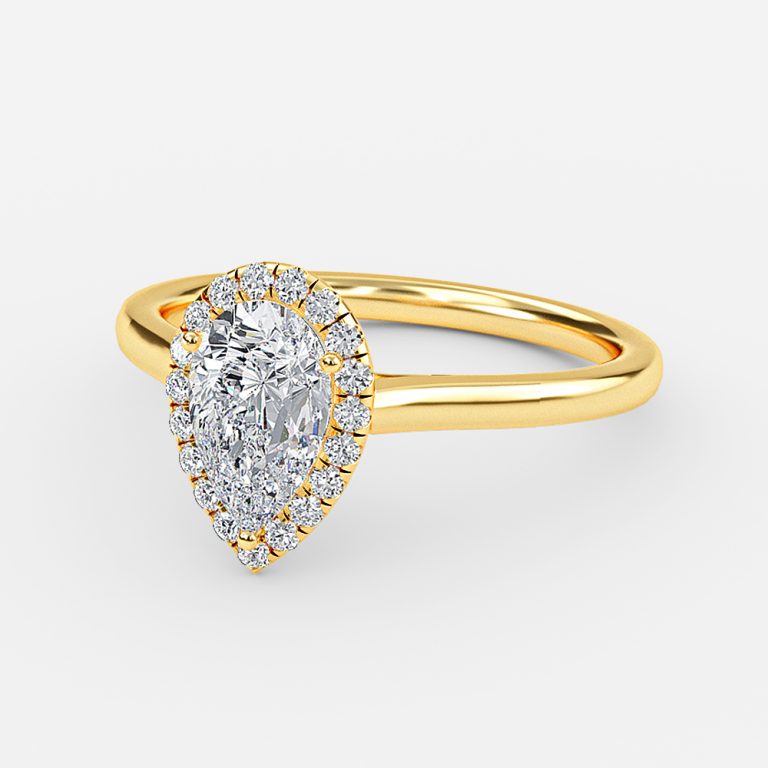 Kevi Pear Halo Engagement Ring 14K / 18K Solid Gold