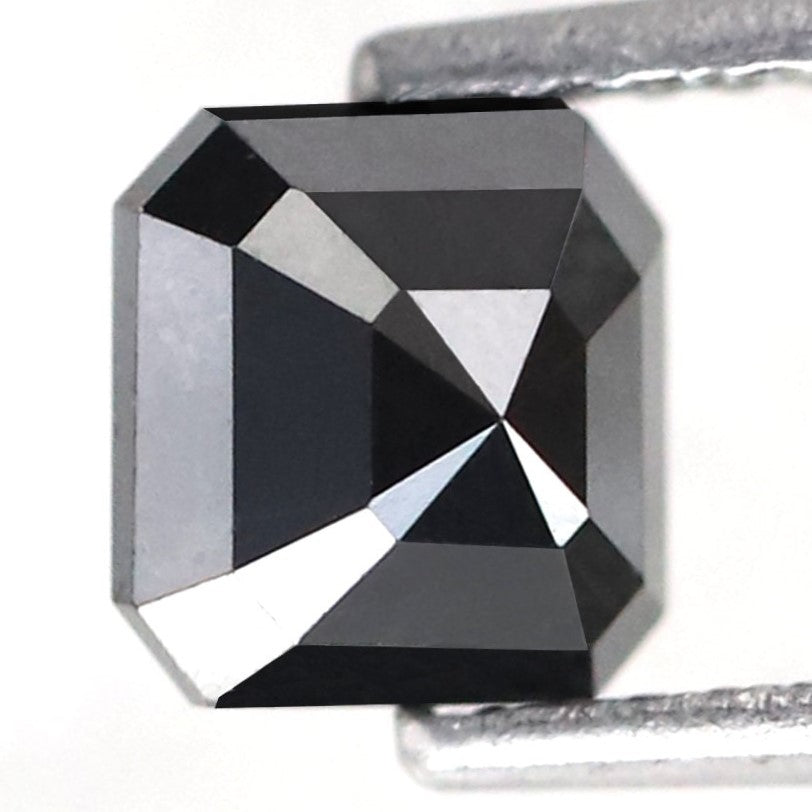 1.40 Carat Natural Diamond 6 MM Black Emerald Square Shape Emerald Cut Ring Black Emerald Necklace