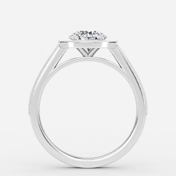 Flswin Round Halo Engagement Ring 14K / 18K Solid Gold