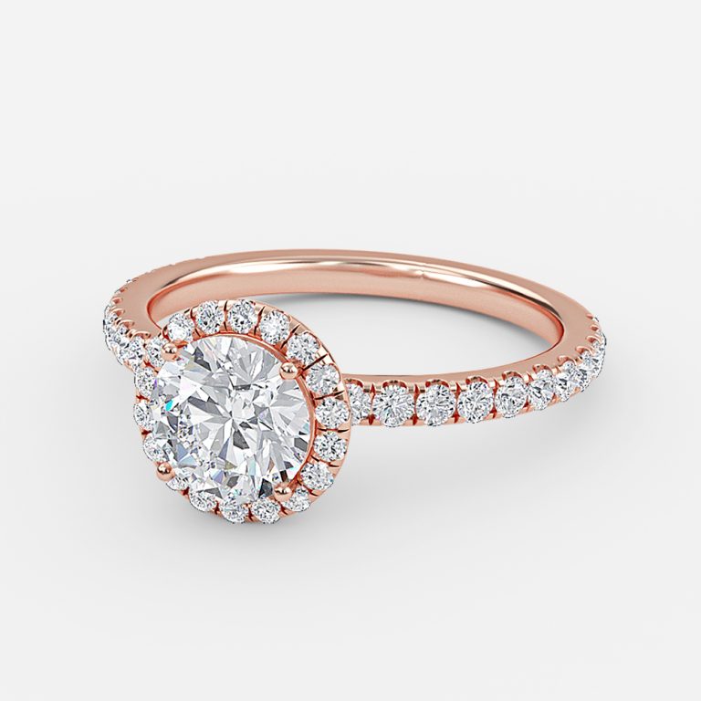 Killian Round Halo Engagement Ring 14K / 18K Solid Gold