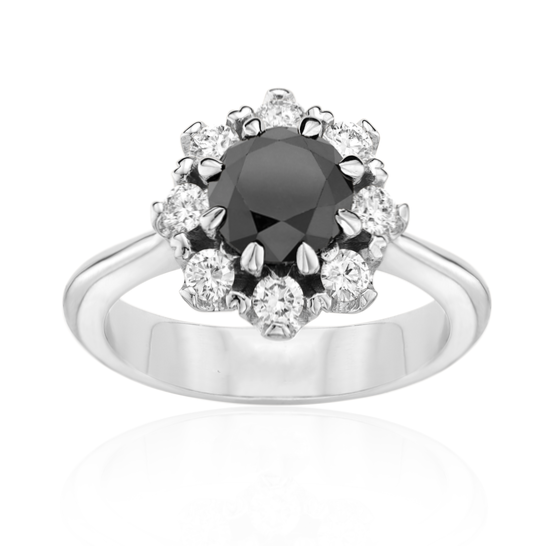 The Bloom Black and White Diamond Engagement Ring Gift For Her - Blackdiamond