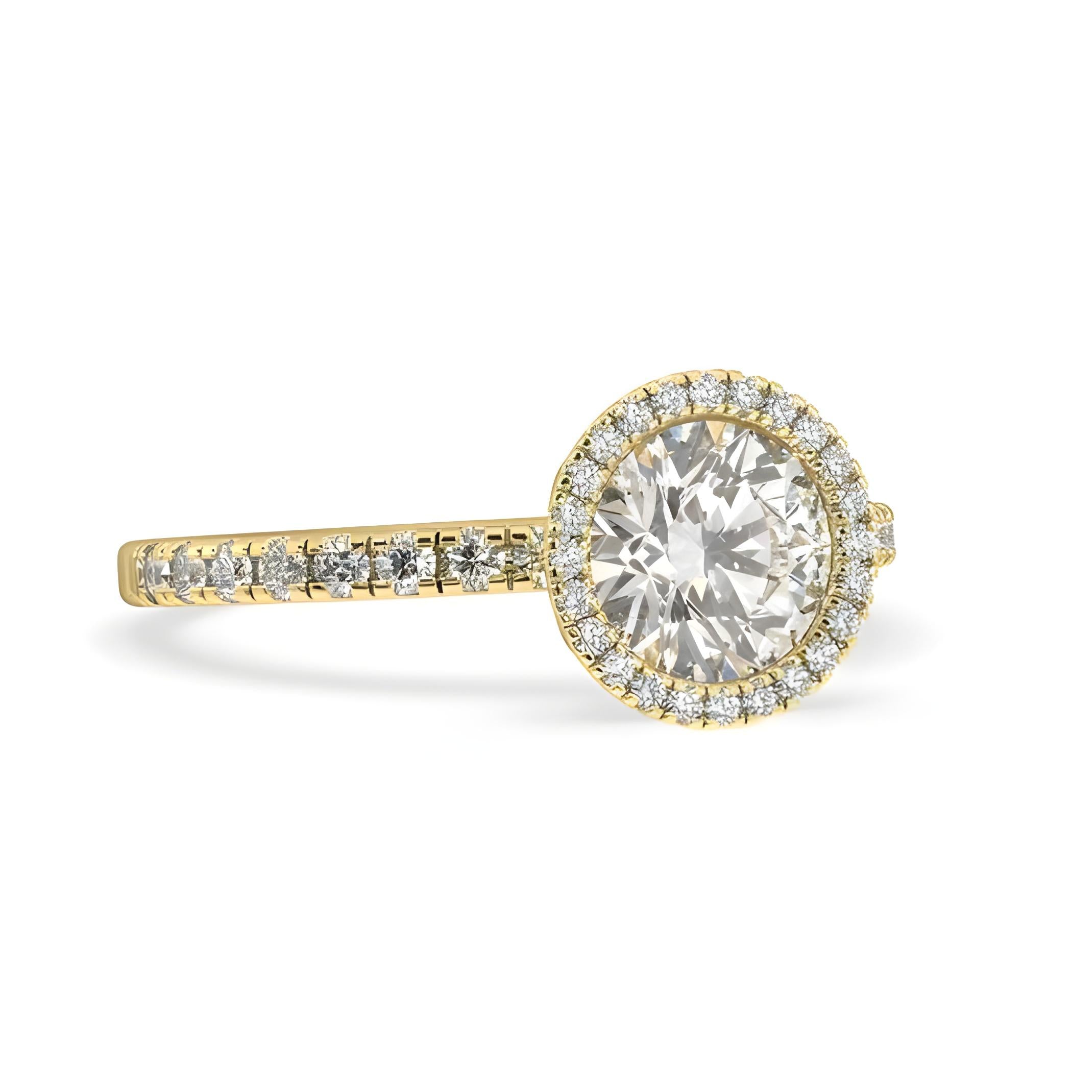 18K Solid Gold 1 Carat D VVS1 Round Engagement Ring Lola