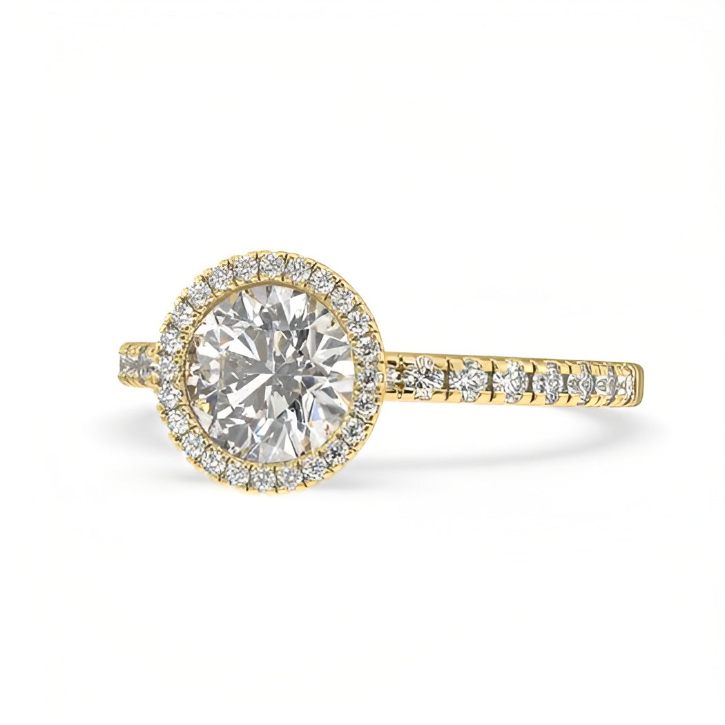 18K Solid Gold 1 Carat D VVS1 Round Engagement Ring Lola