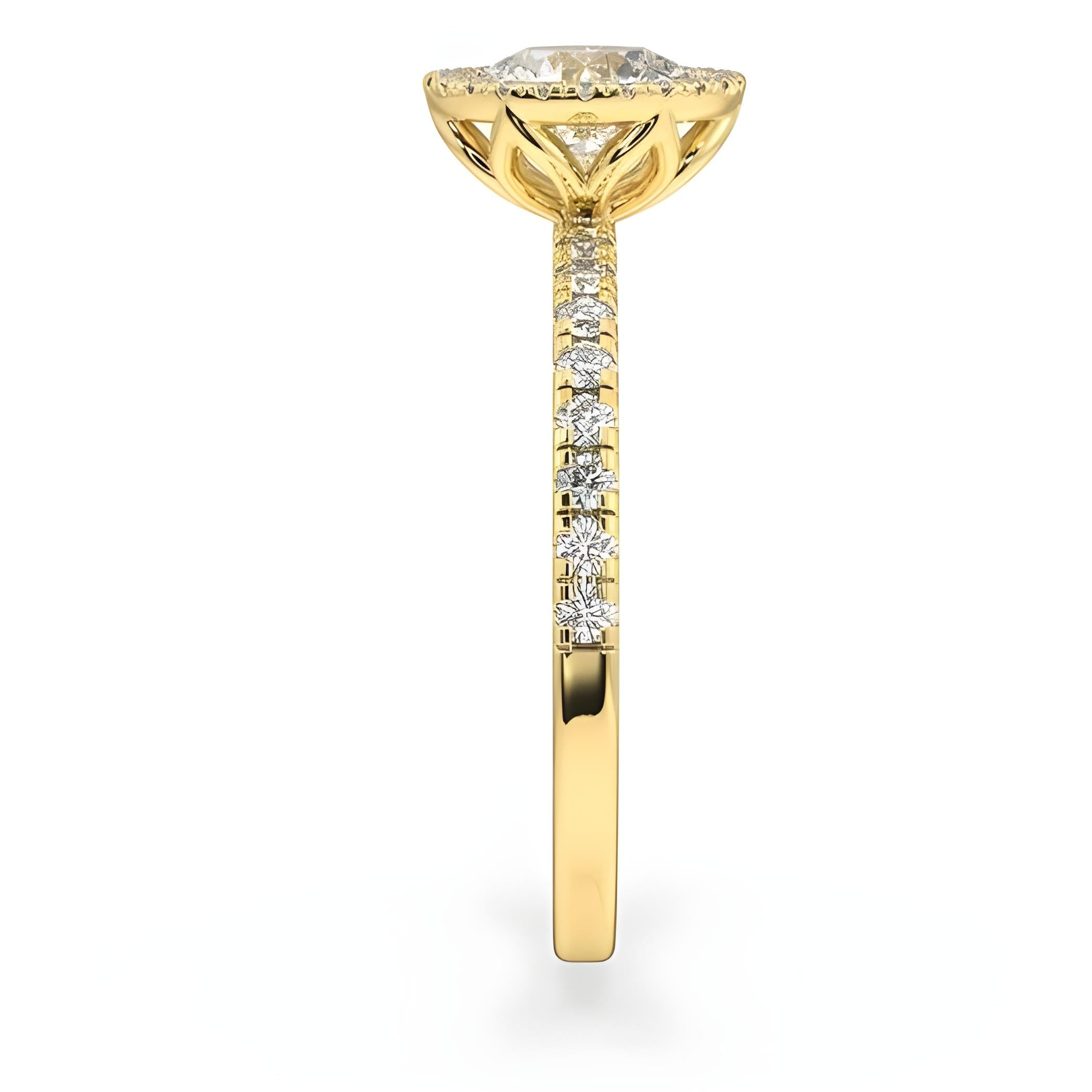 18K Solid Gold 1 Carat D VVS1 Round Engagement Ring Lola