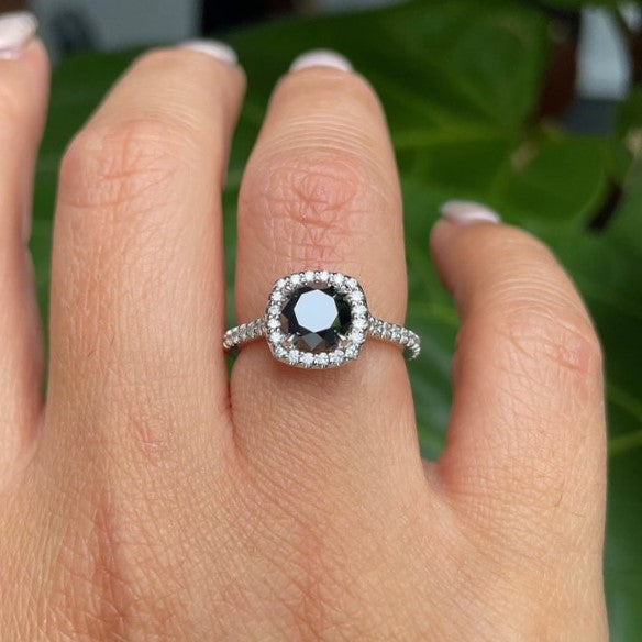 Halo Most Eternity Black and White Diamond Ring - Blackdiamond