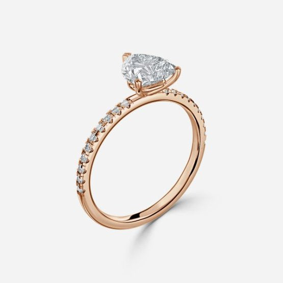 Ulip Heart Diamond Band Engagement Ring 14K / 18K Solid Gold