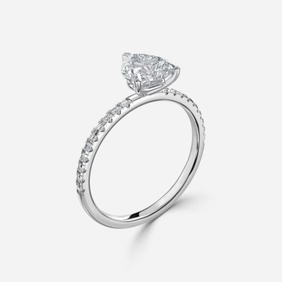 Ulip Heart Diamond Band Engagement Ring 14K / 18K Solid Gold