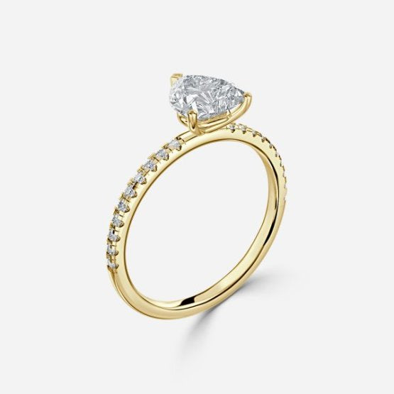 Ulip Heart Diamond Band Engagement Ring 14K / 18K Solid Gold