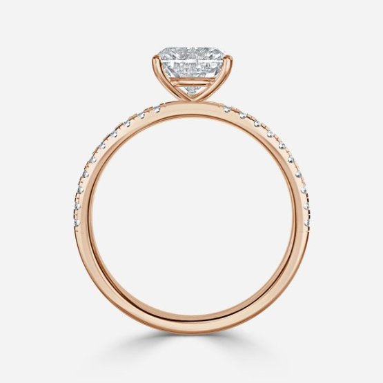 Ulip Heart Diamond Band Engagement Ring 14K / 18K Solid Gold