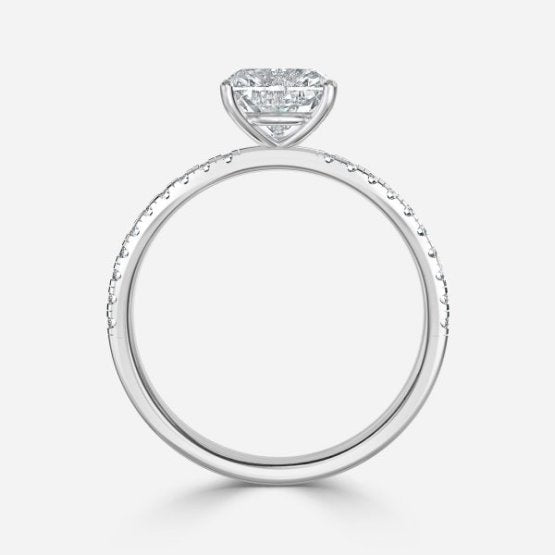 Ulip Heart Diamond Band Engagement Ring 14K / 18K Solid Gold