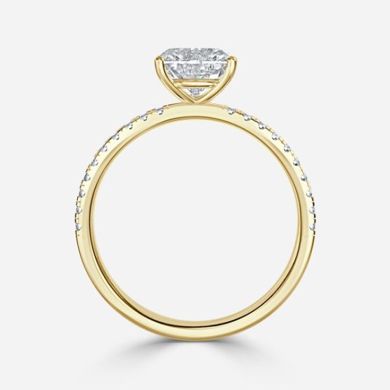 Ulip Heart Diamond Band Engagement Ring 14K / 18K Solid Gold
