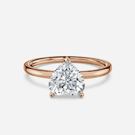 Deltic Heart Solitaire Engagement Ring 14K / 18K Solid Gold