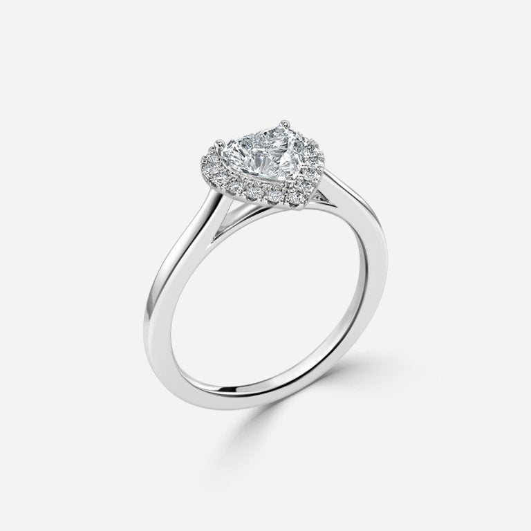 Sara Heart Halo Engagement Ring 14K / 18K Solid Gold