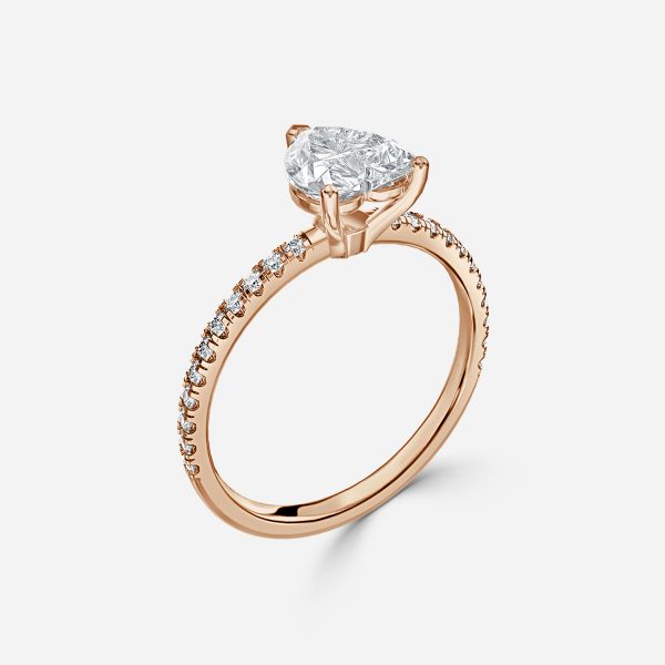 Lux Heart Diamond Band Engagement Ring 14K / 18K Solid Gold