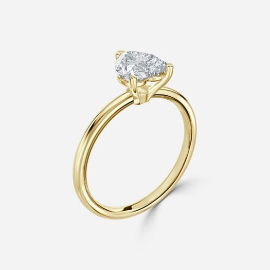 Deltic Heart Solitaire Engagement Ring 14K / 18K Solid Gold